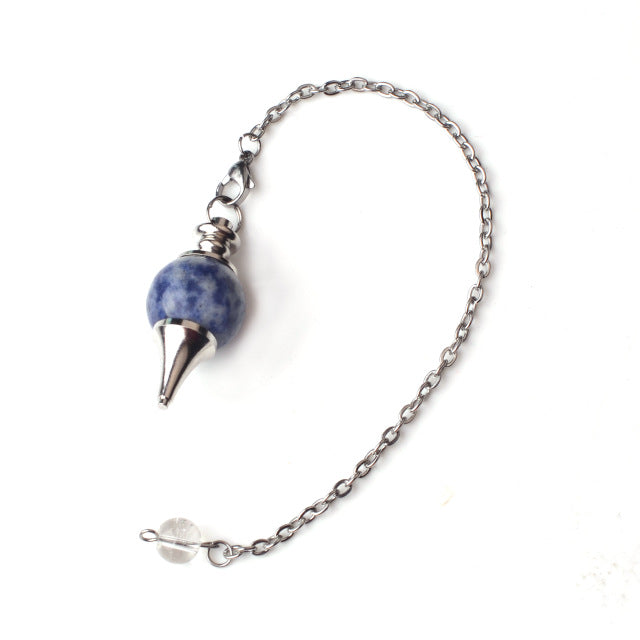 7 Chakra Healing Natural Stone Lapis Lazuli Pendulum Pendant Necklace