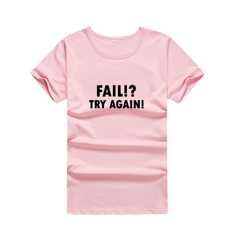HETUAF FAIL TRY AGAIN Harajuku T-shirt Women Tops 2018 Fashion Encouraging Summer