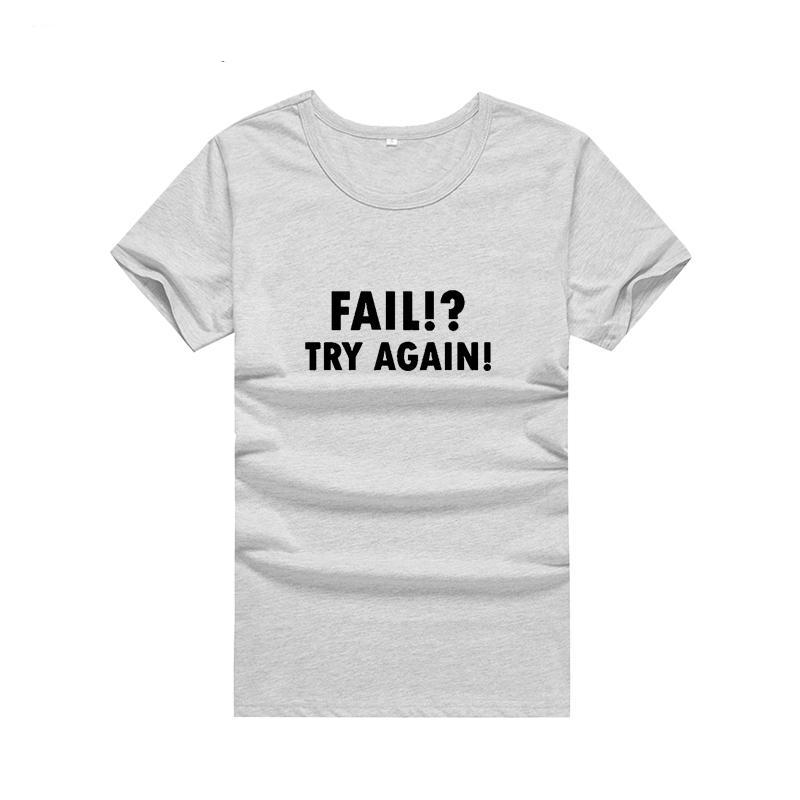 HETUAF FAIL TRY AGAIN Harajuku T-shirt Women Tops 2018 Fashion Encouraging Summer