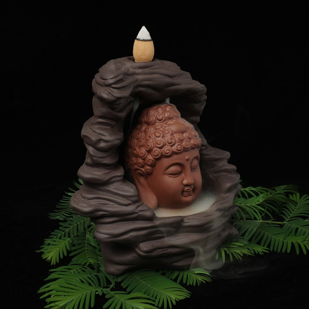 Ceramic Buddha Head Incense Burner