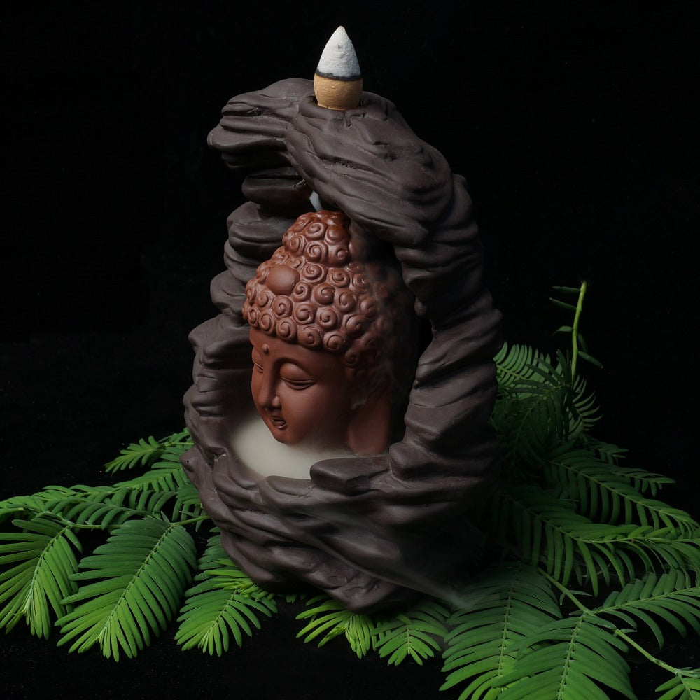 Ceramic Buddha Head Incense Burner
