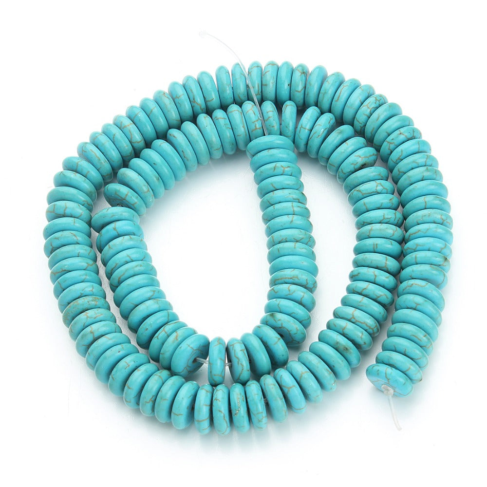 Dia 10mm Round Blue Turquoises Beads Flat Natural Stone