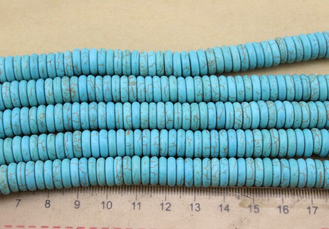 Dia 10mm Round Blue Turquoises Beads Flat Natural Stone