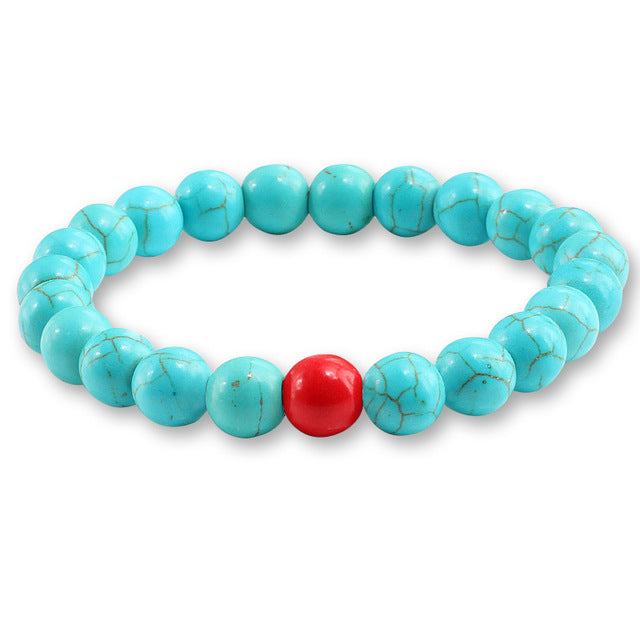 Fashion Blue Turquoises Couple Distance Bracelet