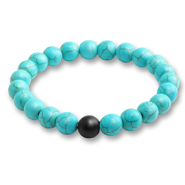 Fashion Blue Turquoises Couple Distance Bracelet