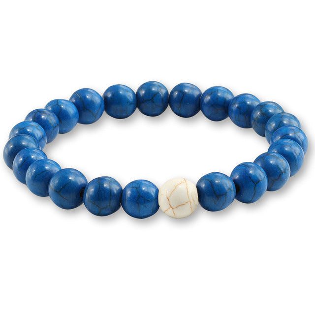 Fashion Blue Turquoises Couple Distance Bracelet