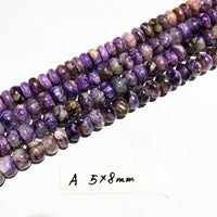 Unique Natural Purple Charoite Abacus Flat Round Shape beads