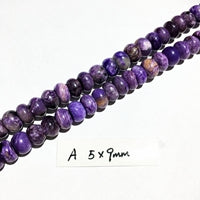 Unique Natural Purple Charoite Abacus Flat Round Shape beads