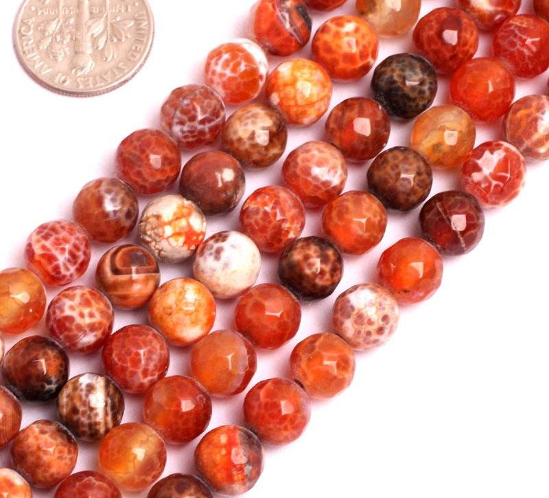 Gem-inside 8mm Faceted Fire Agates