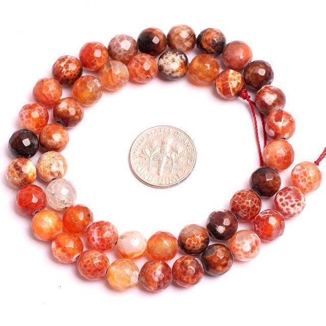 Gem-inside 8mm Faceted Fire Agates