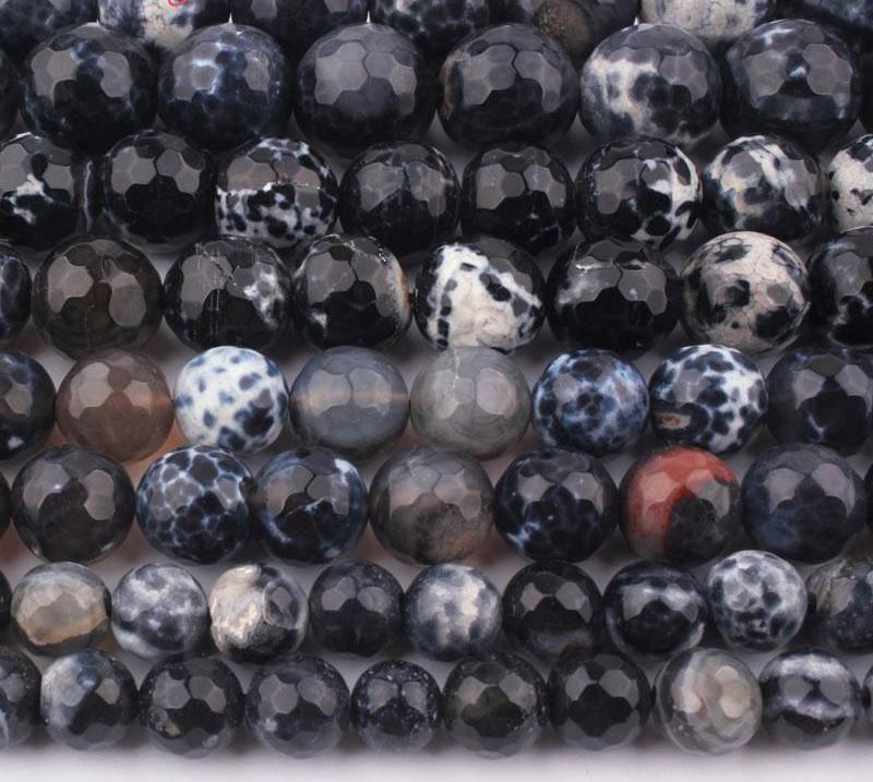 8,10,12mm Round Beads Faceted Fire Agates