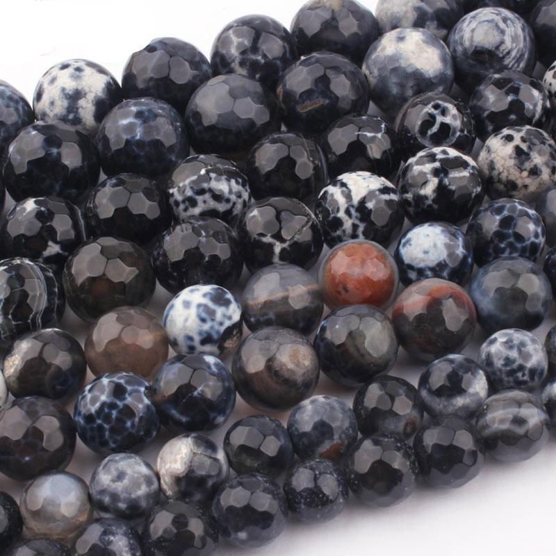 8,10,12mm Round Beads Faceted Fire Agates
