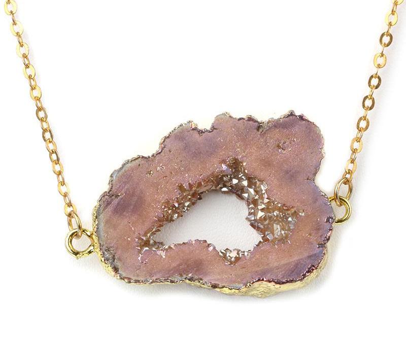 Jewelry Quartz Pendant Geometric Titanium Druzy