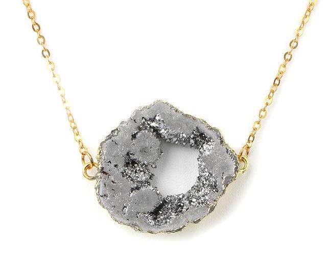 Jewelry Quartz Pendant Geometric Titanium Druzy