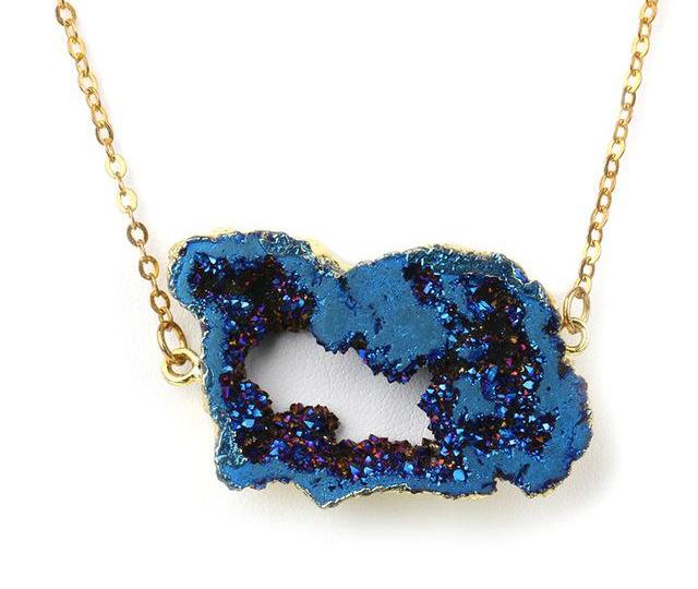 Jewelry Quartz Pendant Geometric Titanium Druzy