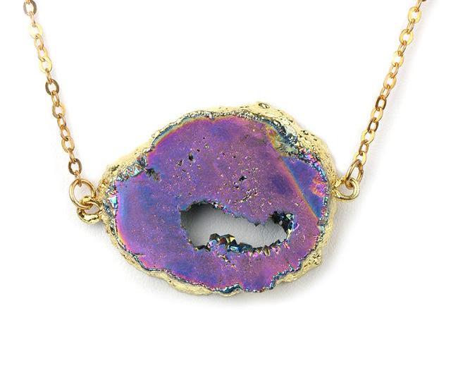 Jewelry Quartz Pendant Geometric Titanium Druzy
