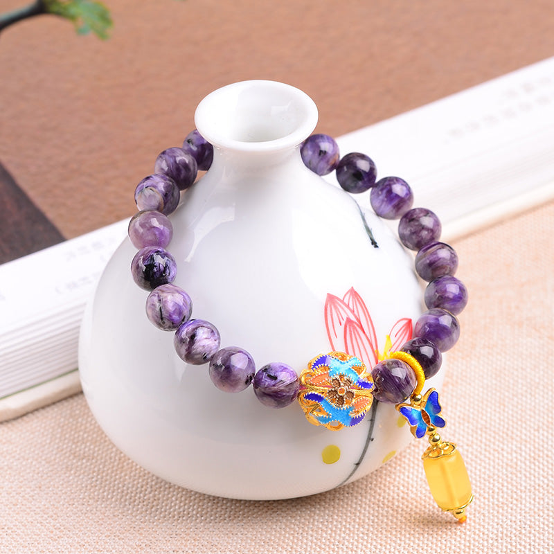 Handmade Authentic Charoite Gold
