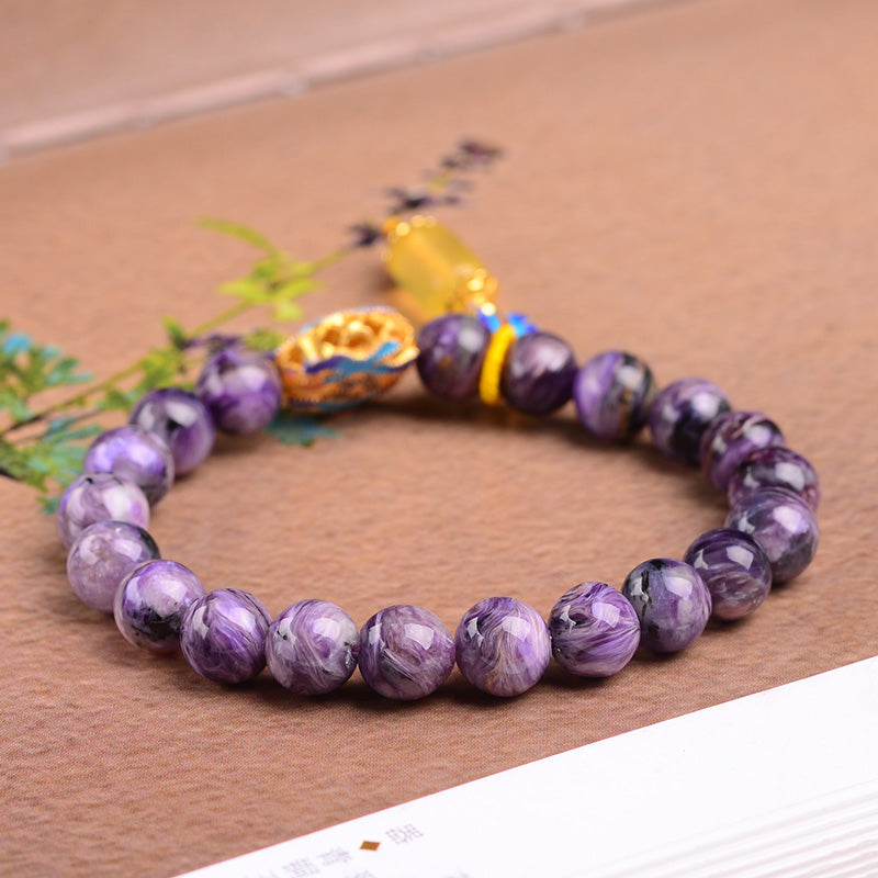 Handmade Authentic Charoite Gold