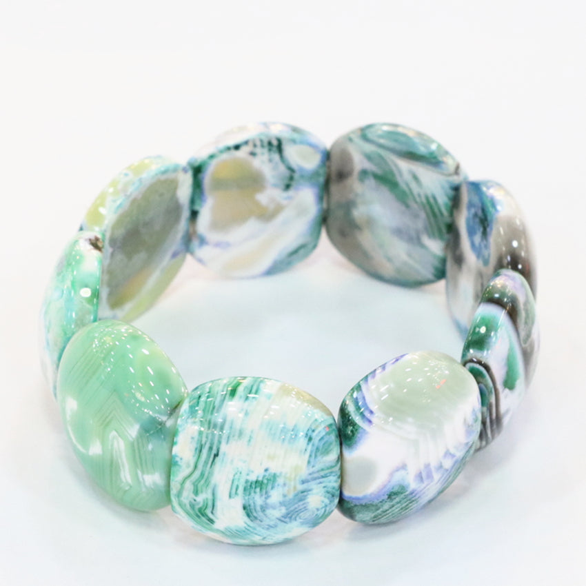 Fashion Natural Stone Green Fire Agates Bracelet Genuine