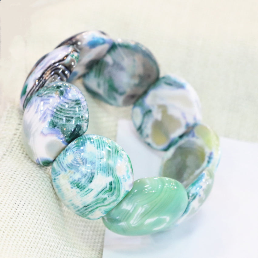 Fashion Natural Stone Green Fire Agates Bracelet Genuine