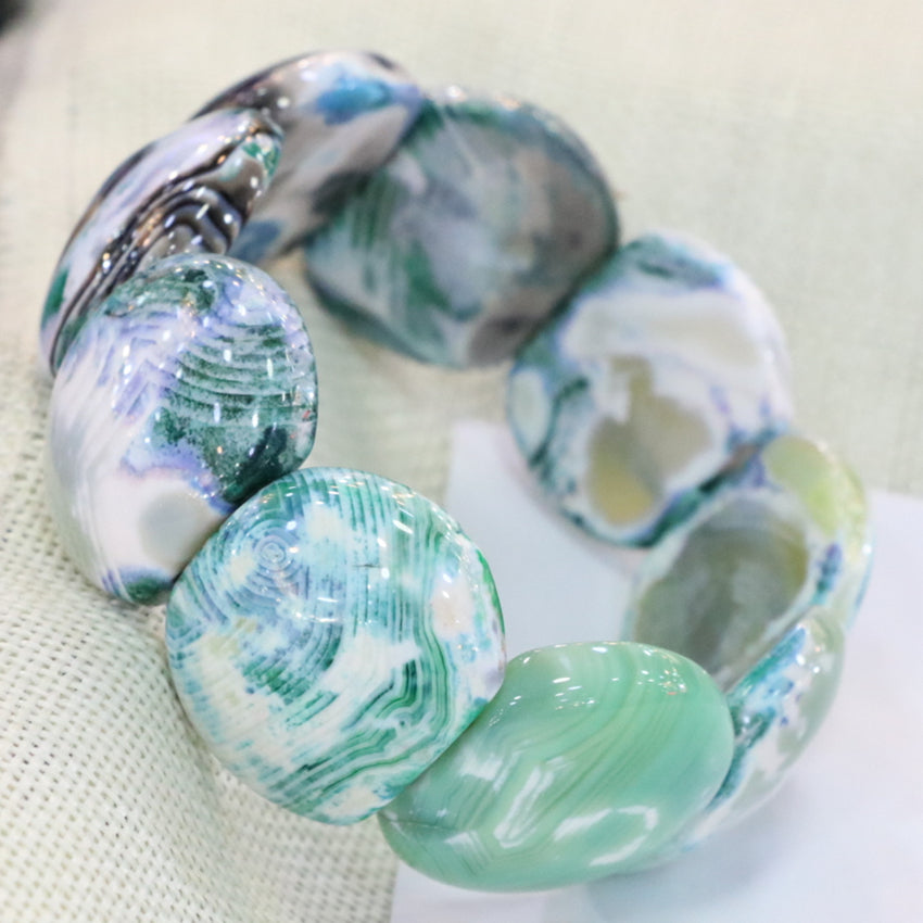 Fashion Natural Stone Green Fire Agates Bracelet Genuine