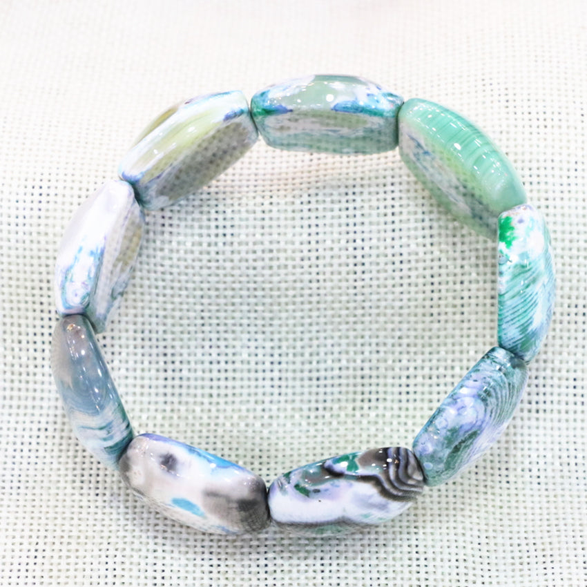 Fashion Natural Stone Green Fire Agates Bracelet Genuine