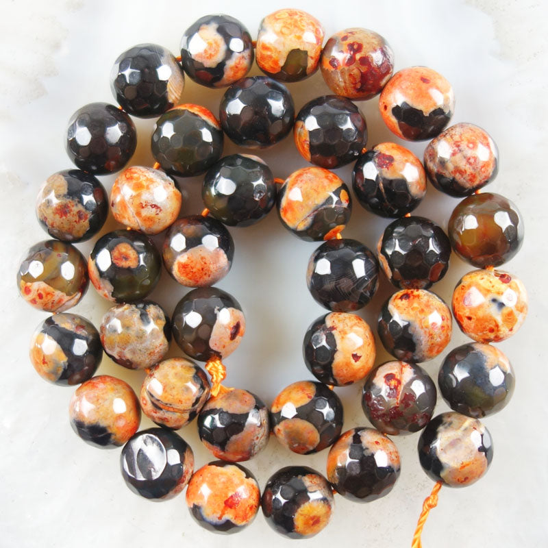 Orange Fire Agates Round Loose Bead