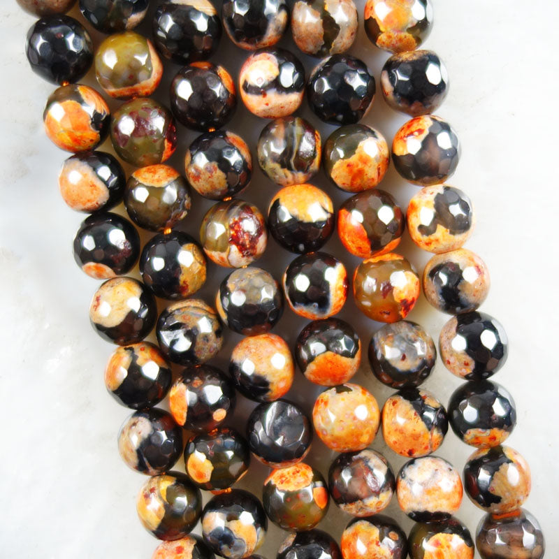 Orange Fire Agates Round Loose Bead