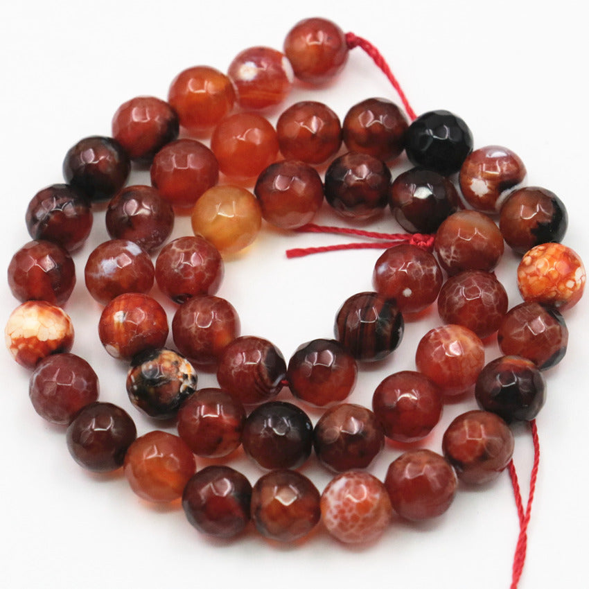 Faceted Round Natural Stone Fire Agates