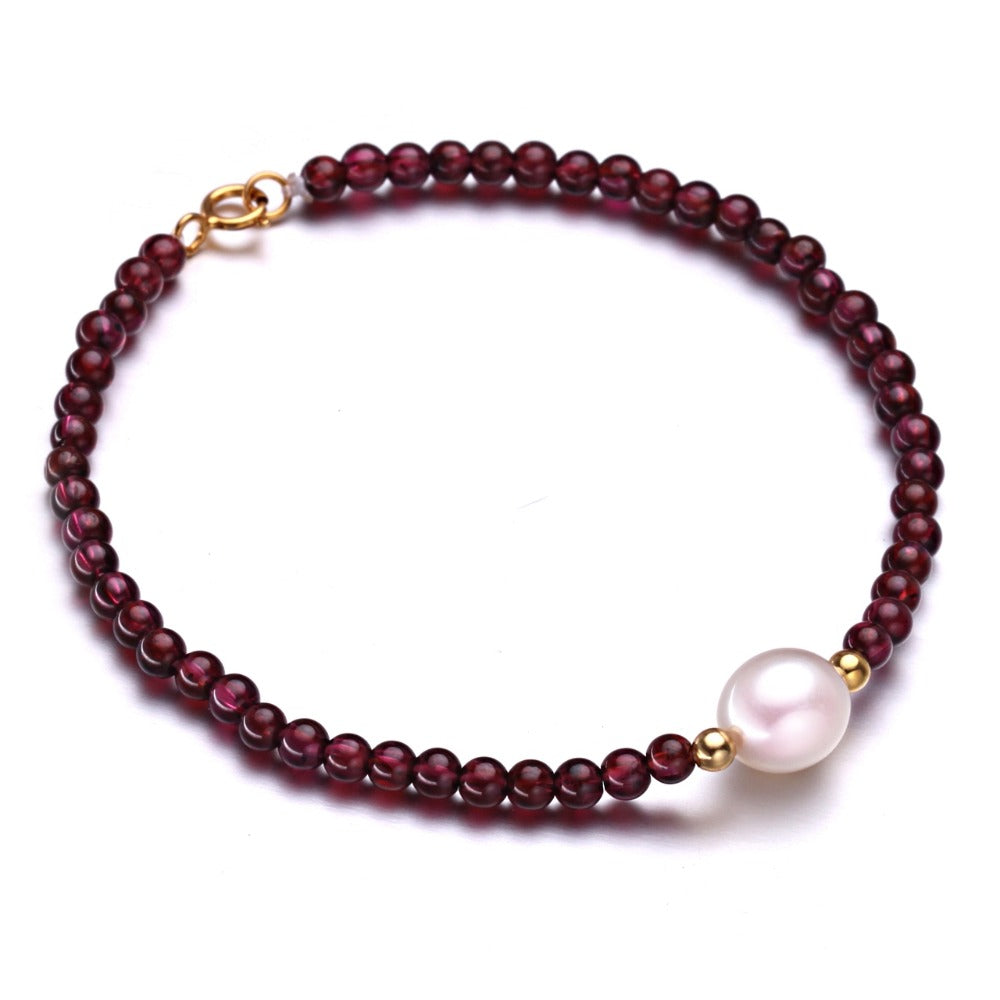 Pink Rice Shape Freshwater Gold Shining Bracelet