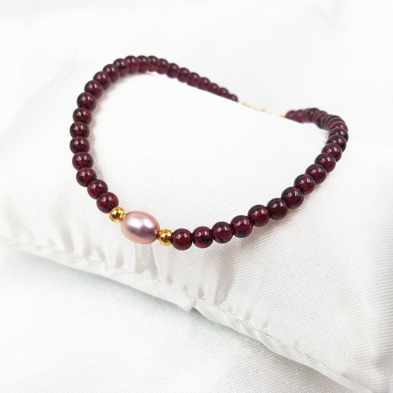 Pink Rice Shape Freshwater Gold Shining Bracelet