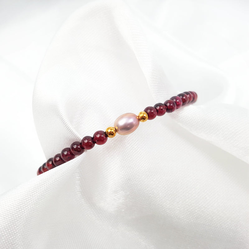 Pink Rice Shape Freshwater Gold Shining Bracelet