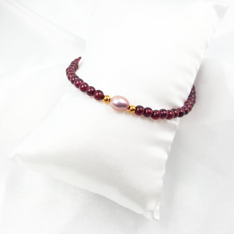 Pink Rice Shape Freshwater Gold Shining Bracelet