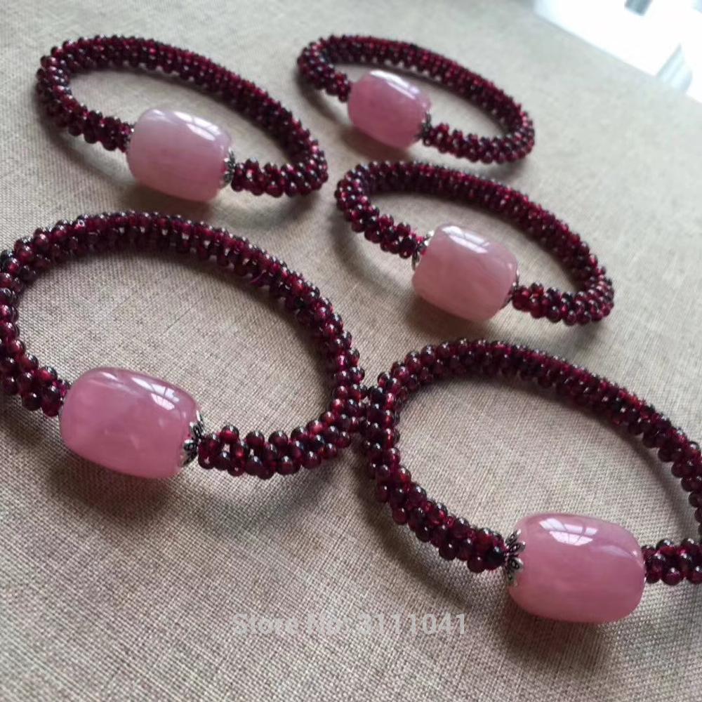 red garnet round  and pink green  bracelet  wholesale beads