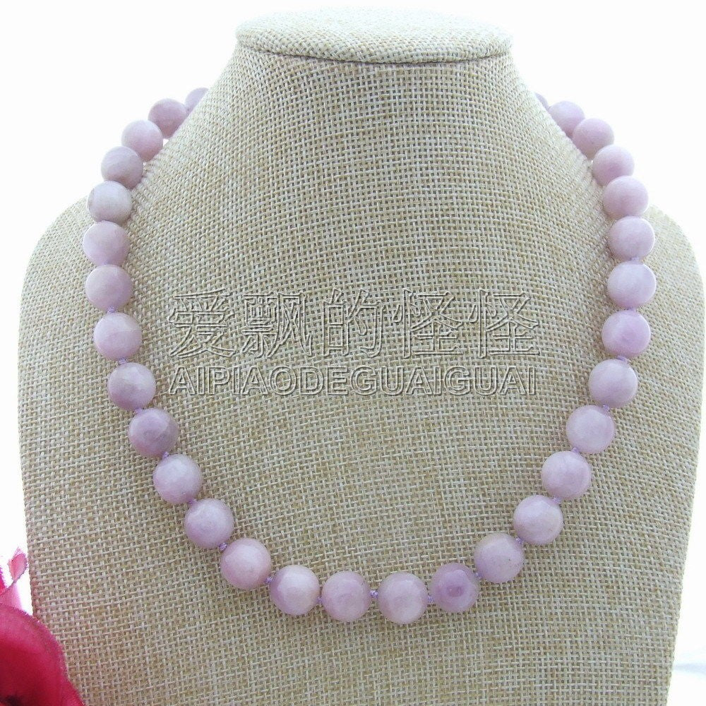 Round Purple Kunzite Necklace Cz Clasp