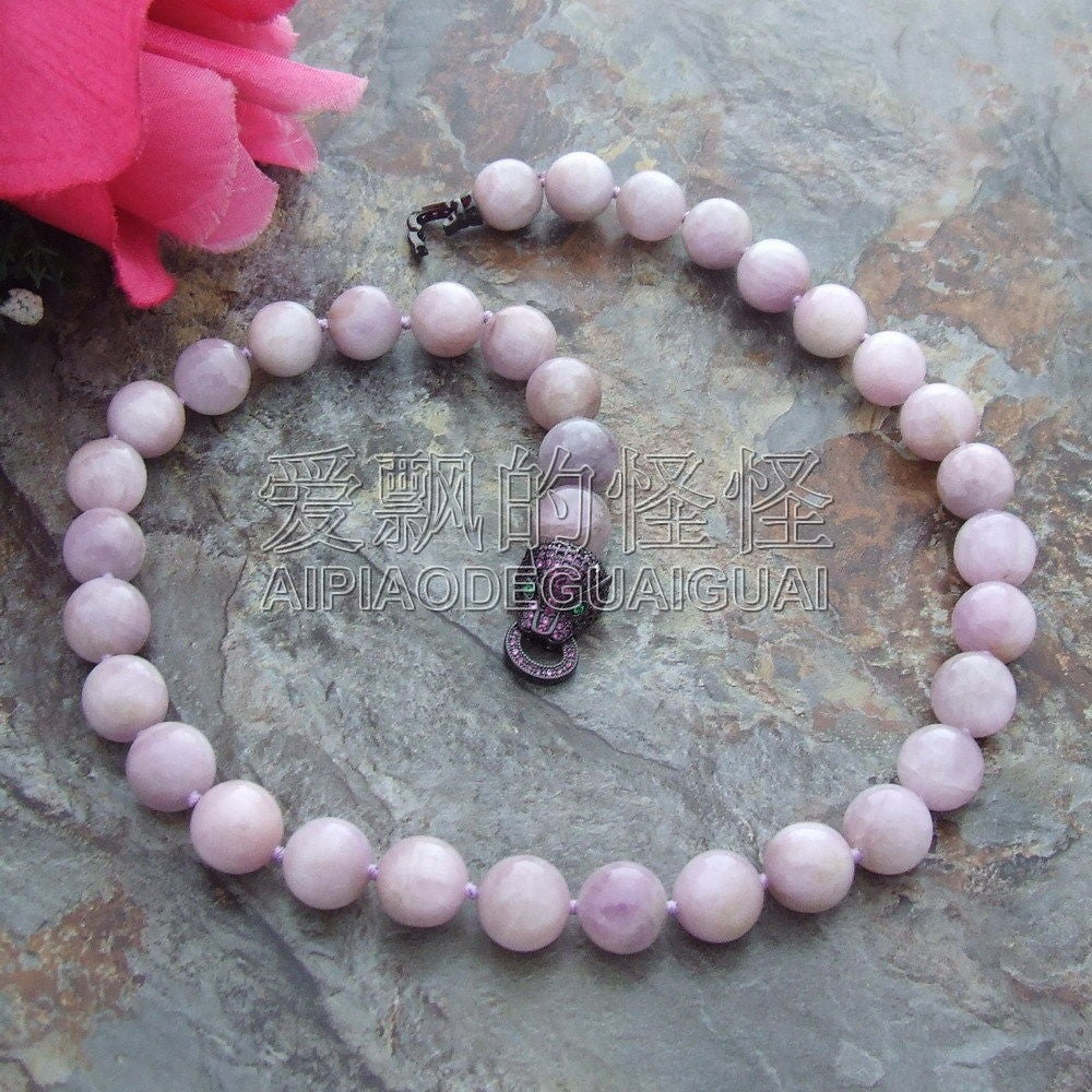 Round Purple Kunzite Necklace Cz Clasp