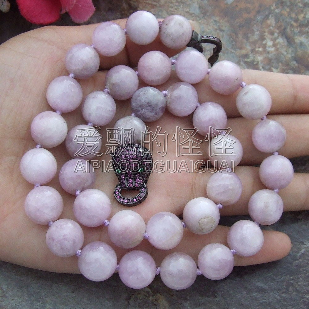 Round Purple Kunzite Necklace Cz Clasp