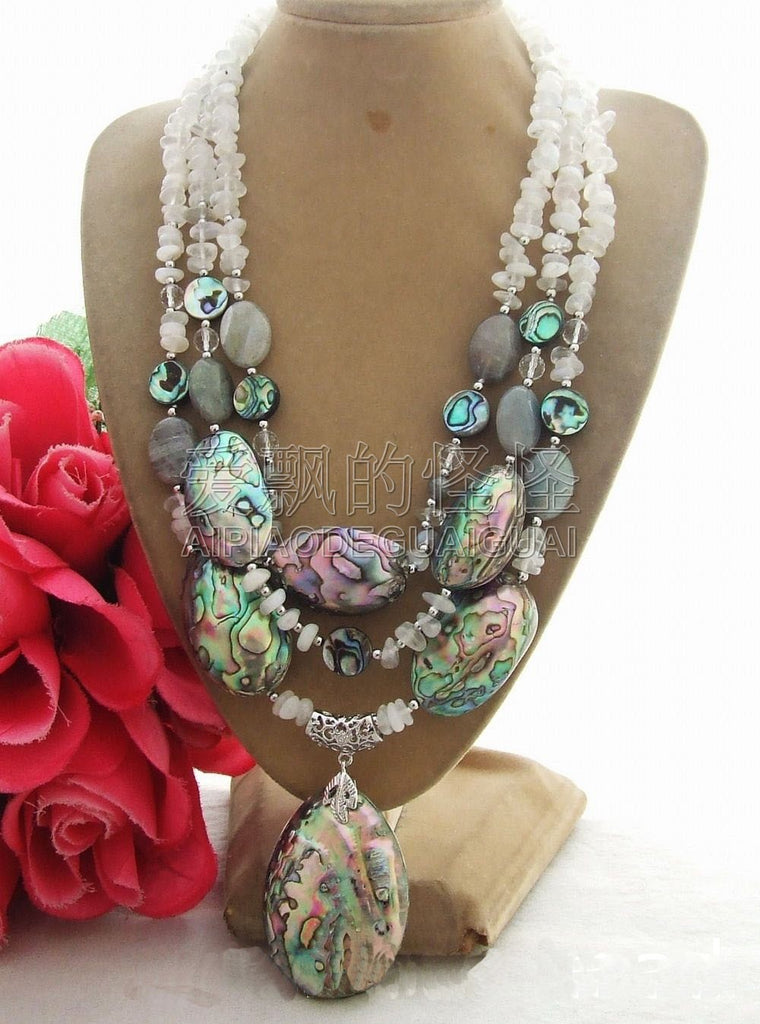 Moonstone Paua labradorite Necklace