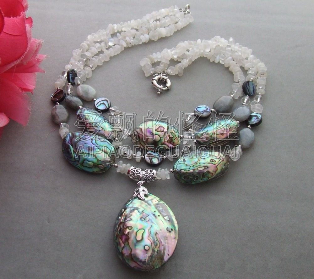 Moonstone Paua labradorite Necklace