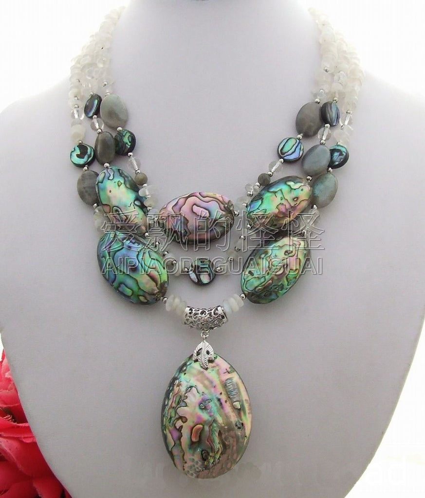 Moonstone Paua labradorite Necklace