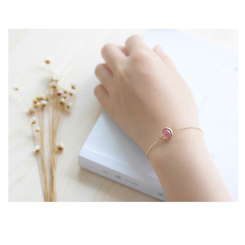 Natural Strawberry Crystal Rose Quartz Beaded Bracelets