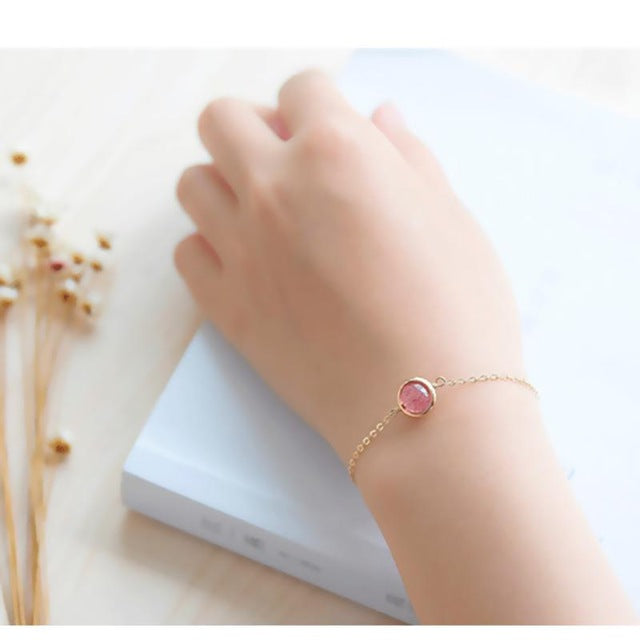 Natural Strawberry Crystal Rose Quartz Beaded Bracelets