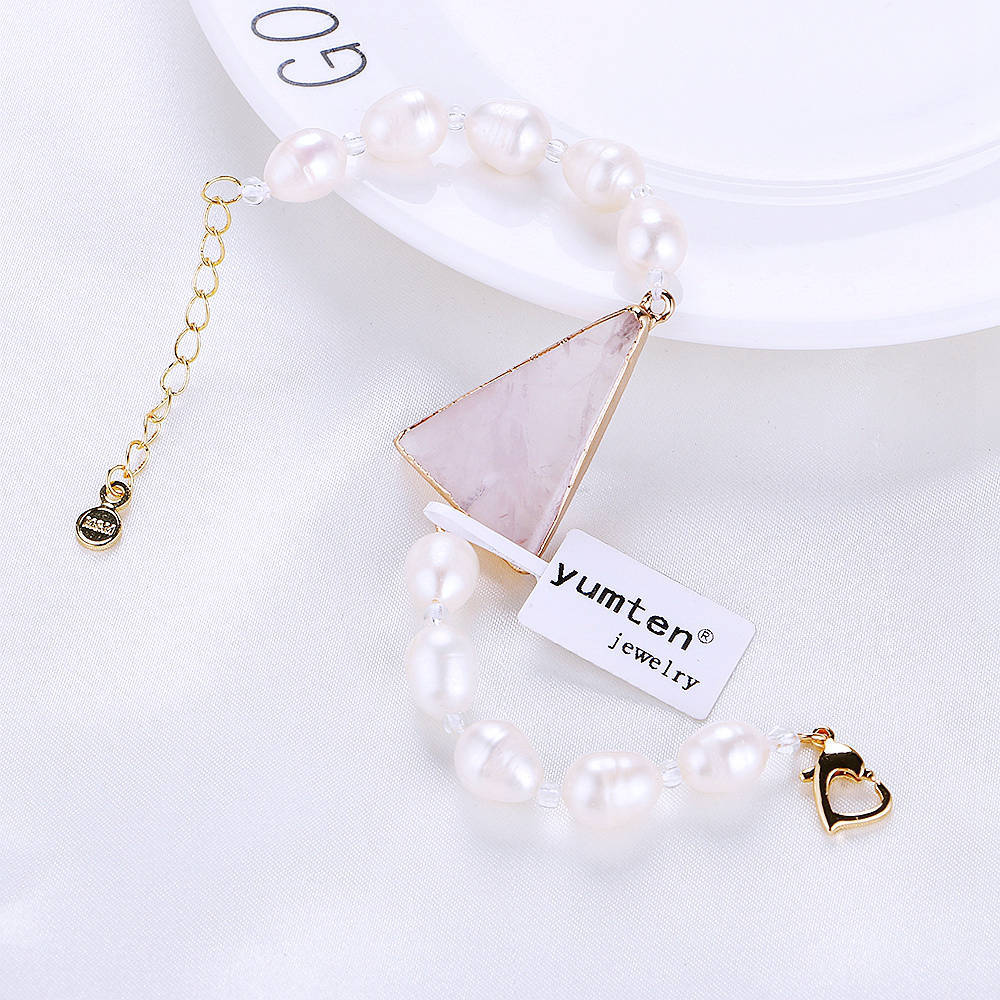 Freshwater Pearl Bracelet Rose Quartz Jewelry