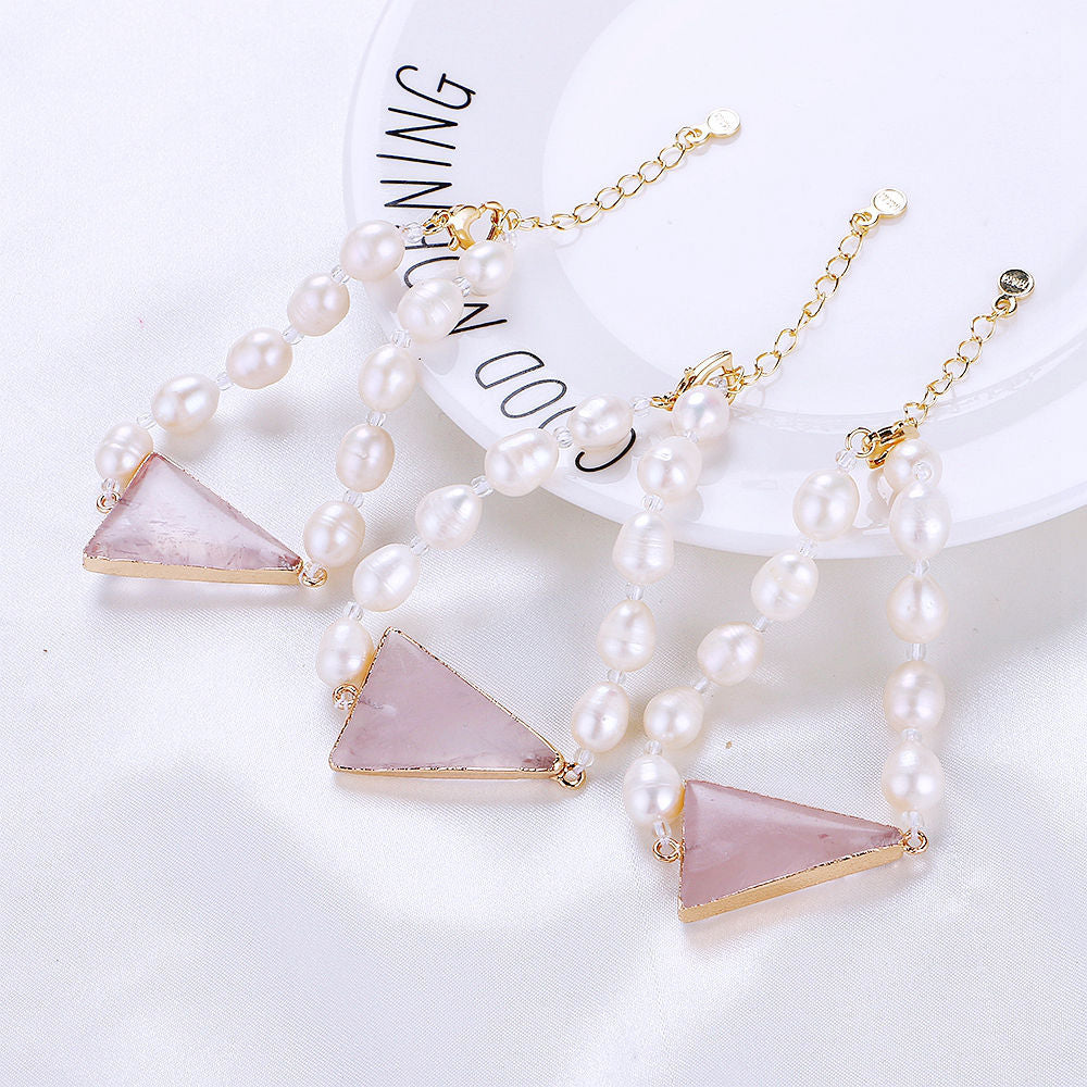 Freshwater Pearl Bracelet Rose Quartz Jewelry