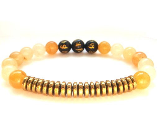 Gold Silver Hematite Tibetan Mantra Beads
