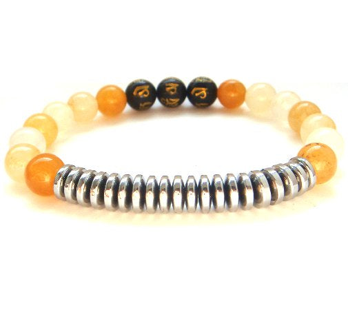 Gold Silver Hematite Tibetan Mantra Beads