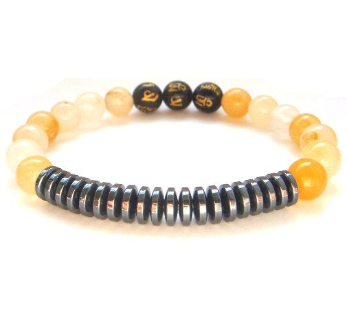Gold Silver Hematite Tibetan Mantra Beads