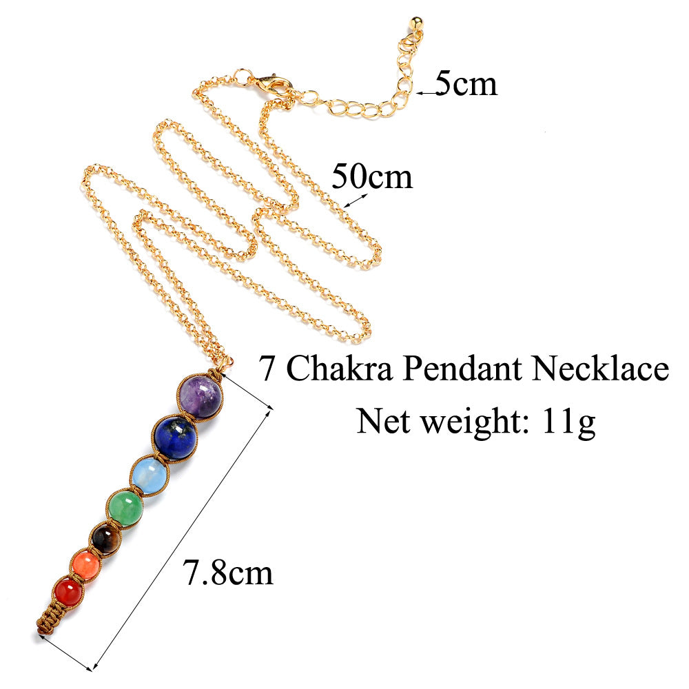 Multicolor Lava 7 Chakra Healing Balance Beads Necklace Women