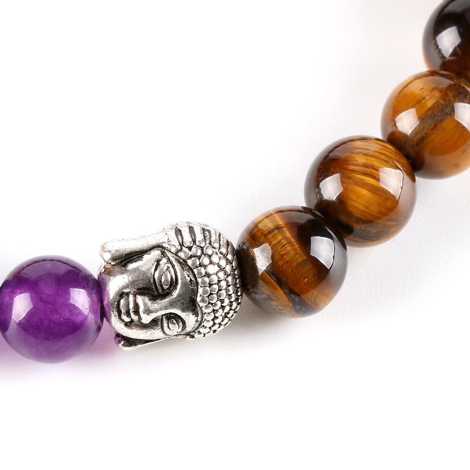 8mm Natural Round Stone Tiger Eye Beads Buddha Bracelets
