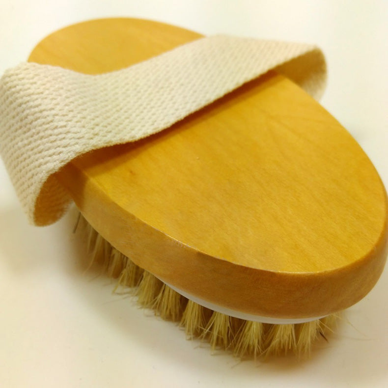 Dry Skin Body Brush Natural Bristle Brush Soft Handle Pouch Brush